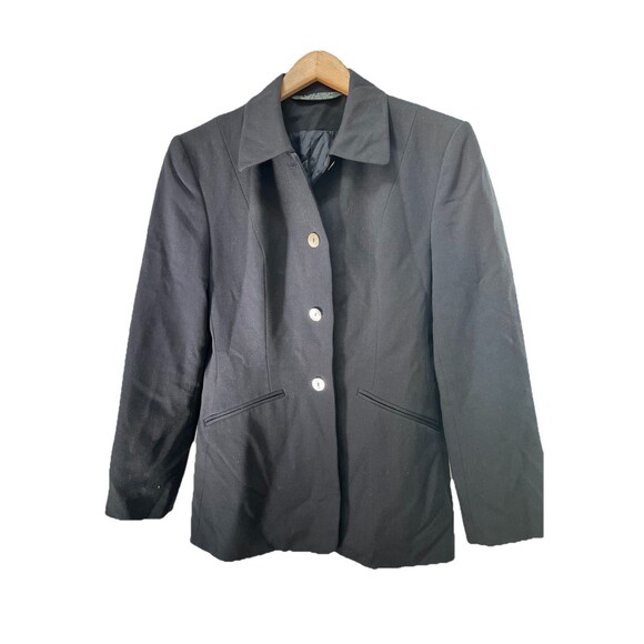Vintage Laura Ashley Navy Blazer Coat Jacket 4 Button US 8 UK 12 100% Wool - Picture 1 of 9